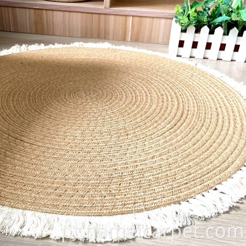 Living Room Jute Hemp Braided Woven Carpet Area Rugs Floor Mats